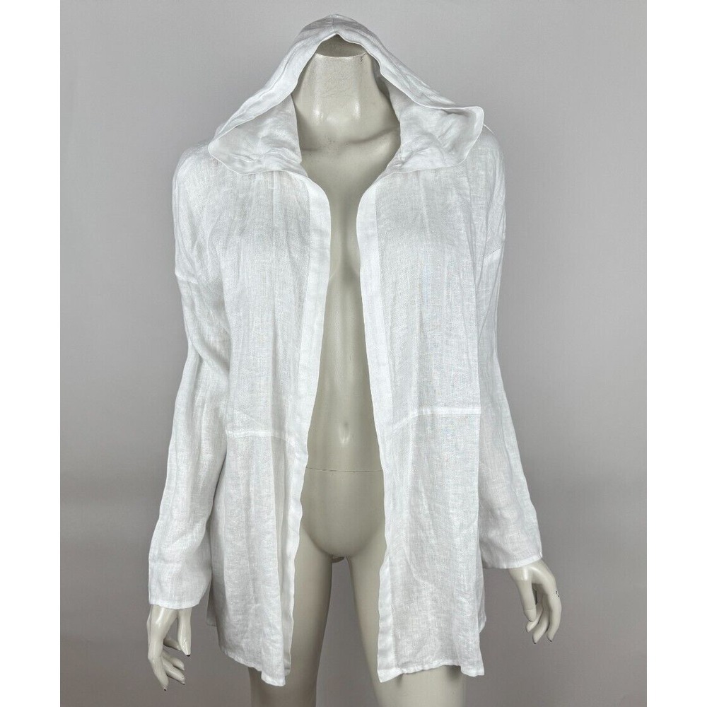 J Jill Linen Long Sleeve Open Front Shirtâ Women S EUC Lightweight Cardigan Hood
